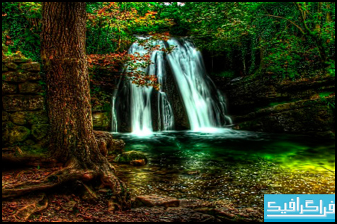دانلود والپیپر آبشار Waterfall Forest