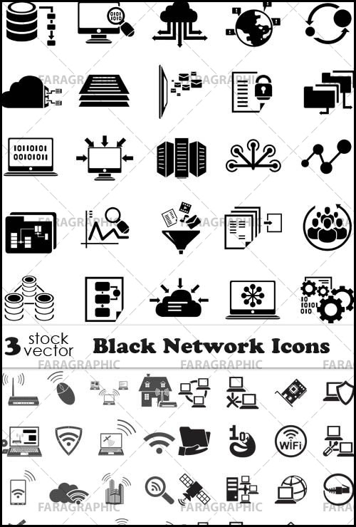 دانلود آیکون های شبکه - رنگ سیاه