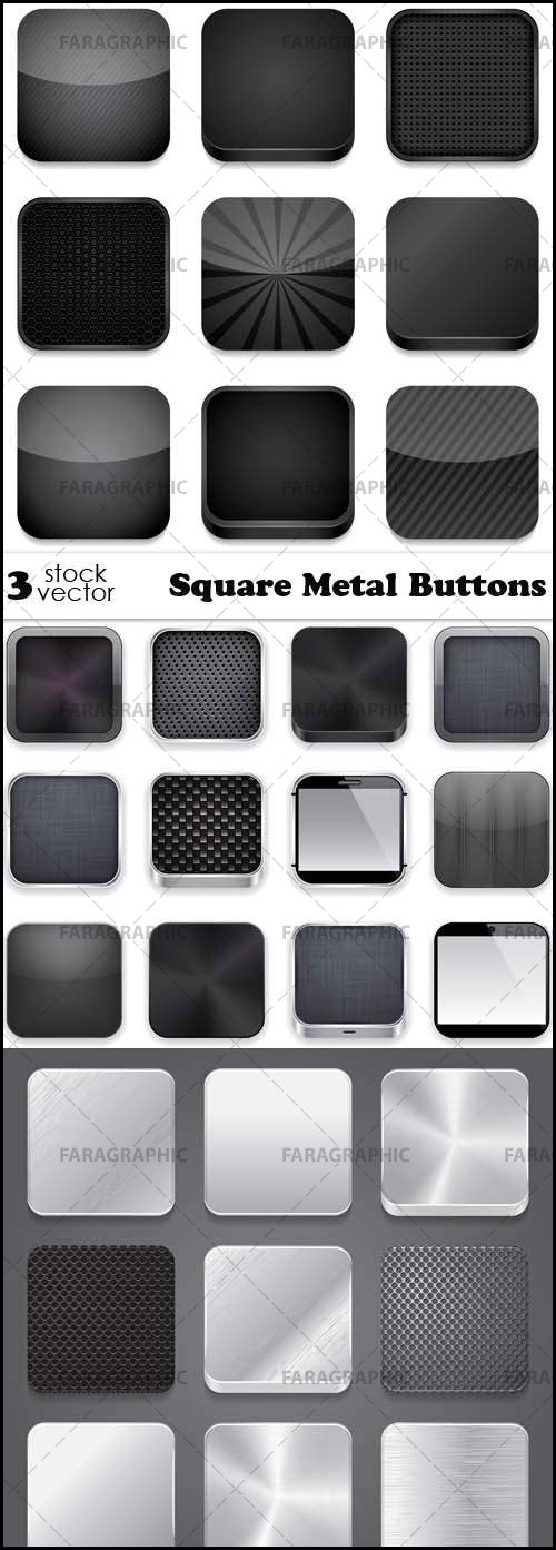 دانلود وکتور دکمه های مربعی فلزی