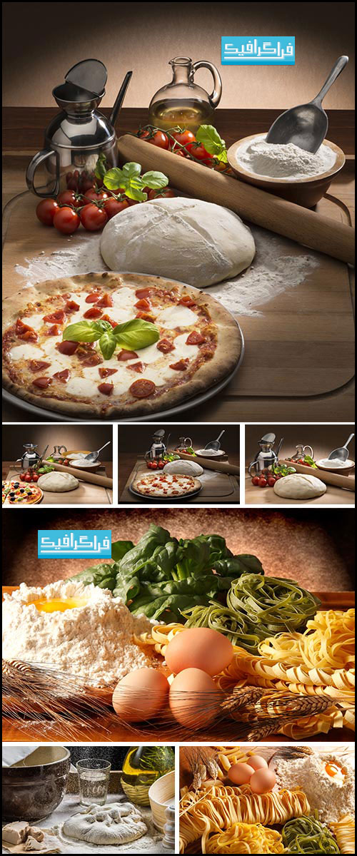 دانلود تصاویر استوک پیتزا و پاستا با مواد مورد نیاز