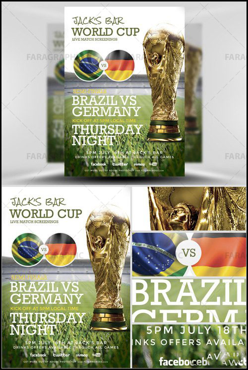 فایل لایه باز پوستر جام جهانی فوتبال 2014 برزیل