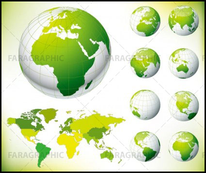 دانلود وکتور کره زمین و نقشه سبز