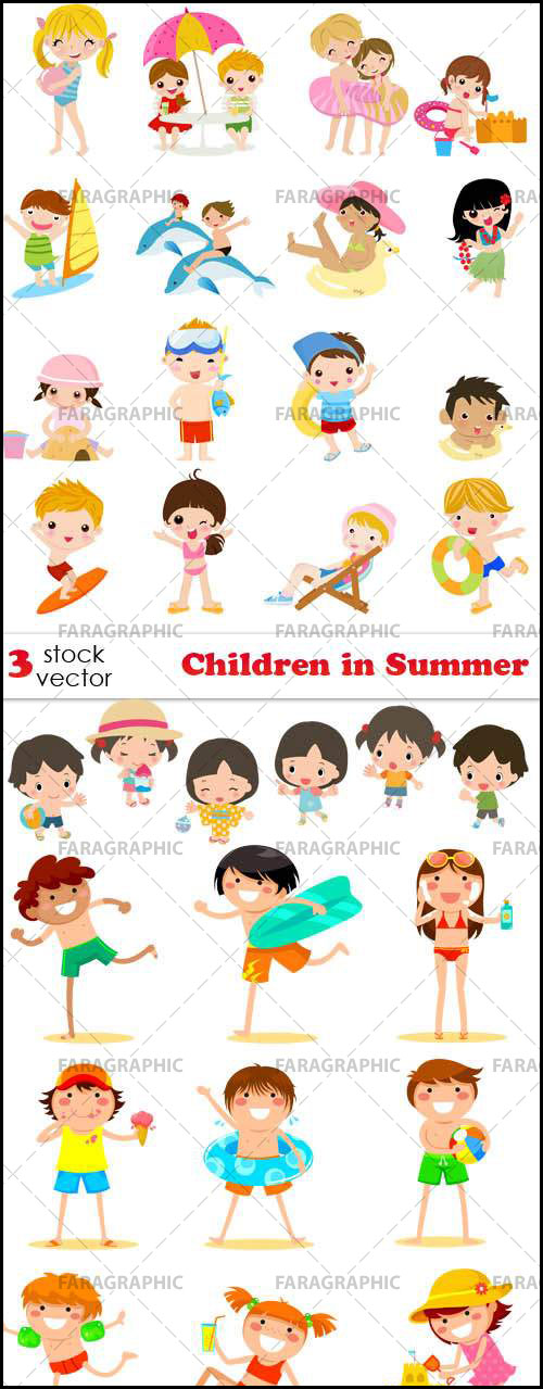 دانلود وکتور های کودکان در تابستان