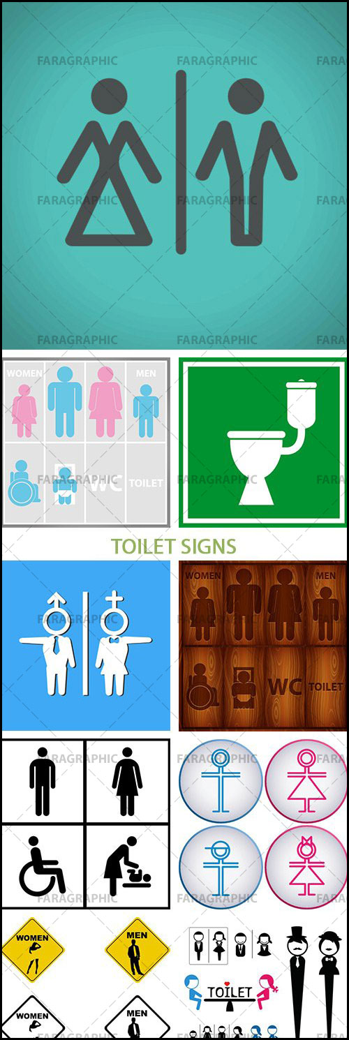 دانلود وکتور علامت های توالت - Toilet