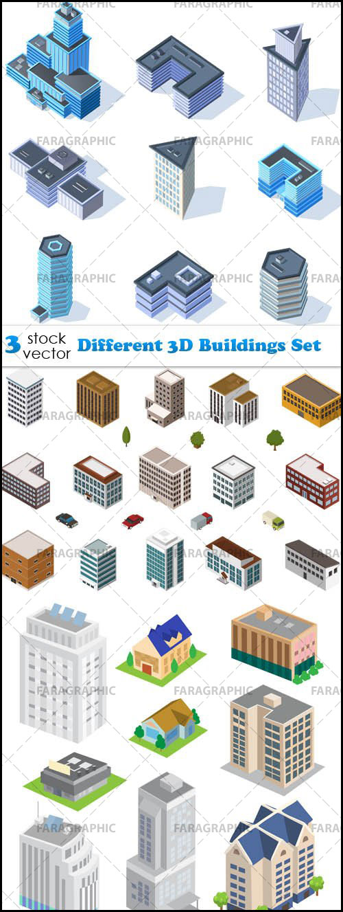 دانلود وکتور ساختمان های سه بعدی