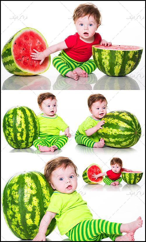 دانلود تصاویر استوک کودک با هندوانه