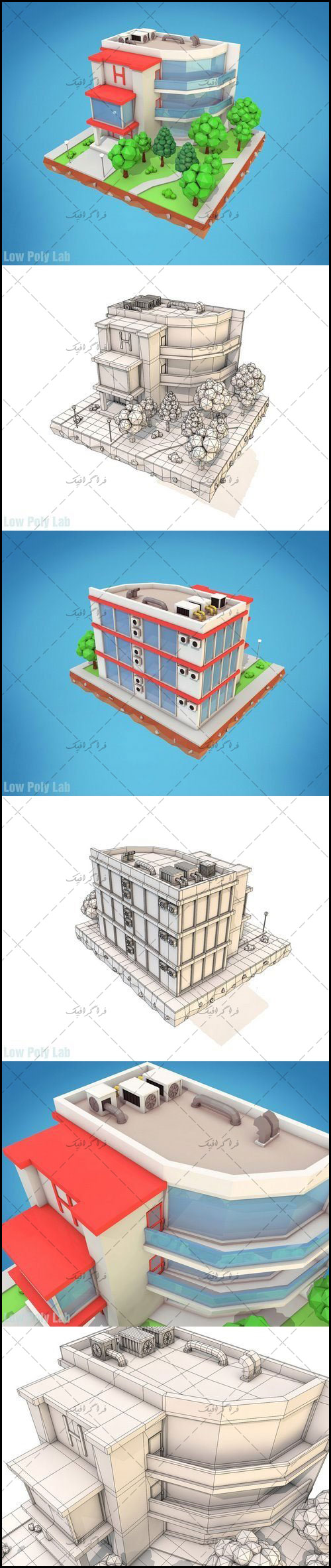 دانلود مدل سه بعدی ساختمان هتل کارتونی - لو پلی