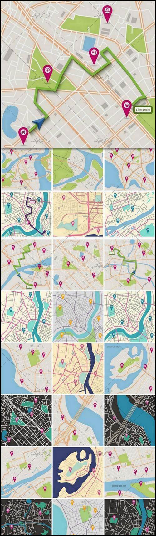 دانلود وکتور نقشه های شهر و جهت یابی