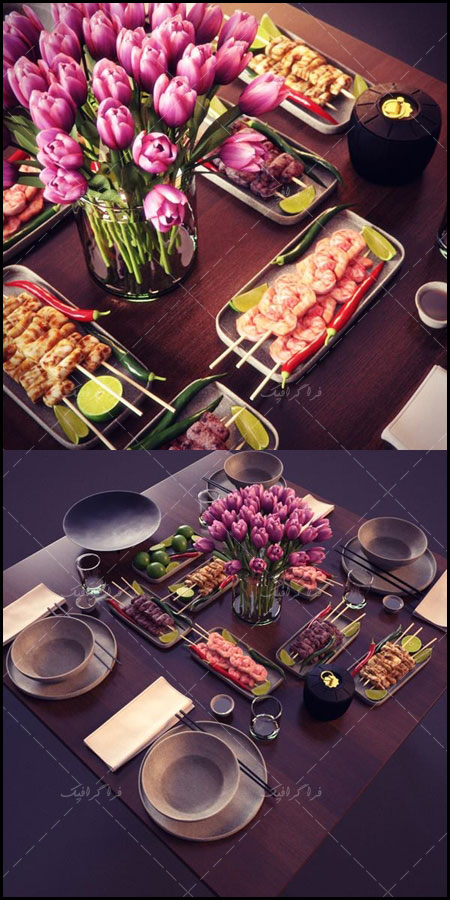 دانلود مدل سه بعدی میز غذای ژاپنی