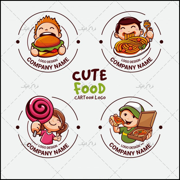 دانلود لوگو های بامزه غذا و خوراکی - لایه باز وکتور