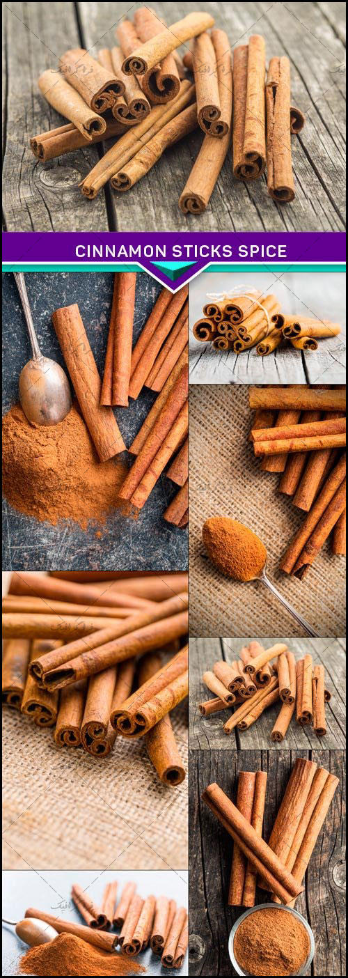 دانلود تصاویر استوک چوب و پودر دارچین - Cinnamon Sticks Spice