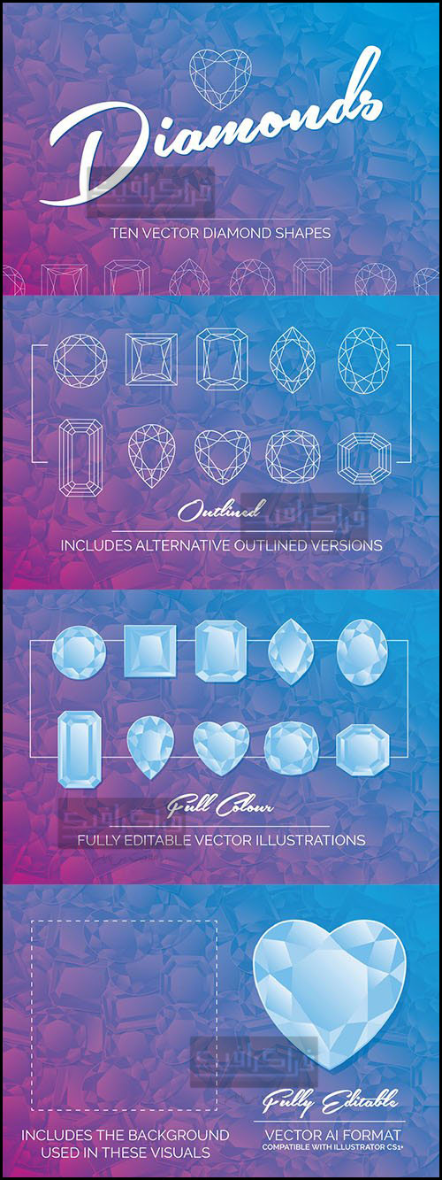 دانلود آیکون های وکتور الماس - Diamond Icons