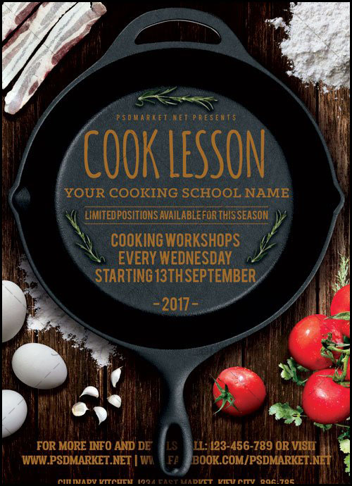 دانلود فایل لایه باز فتوشاپ پوستر - تراکت آموزش آشپزی