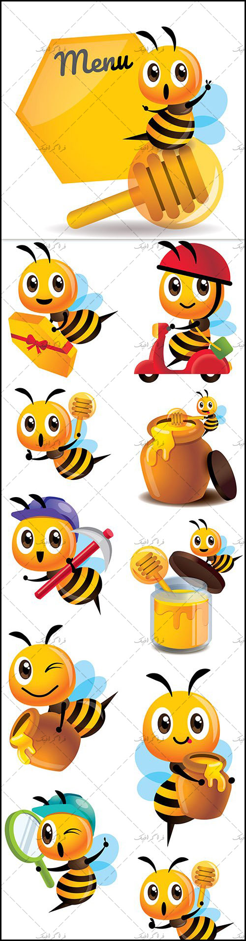 دانلود وکتور های کارتونی زنبور عسل -  