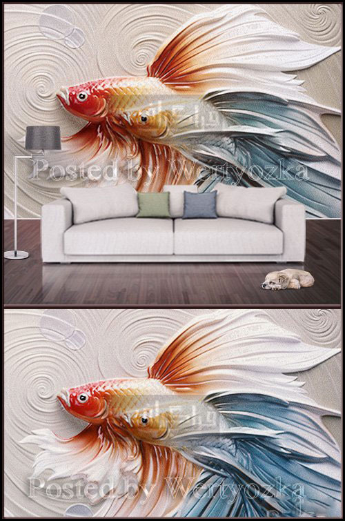 دانلود پوستر دیواری سه بعدی طرح ماهی قرمز