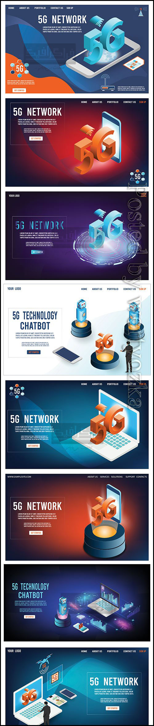 دانلود وکتور های تبلیغاتی شبکه مخابراتی 5G