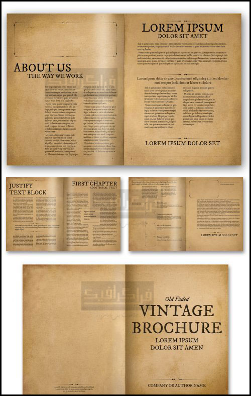 دانلود فایل لایه باز ایندیزاین بروشور - طرح کاغذ قدیمی