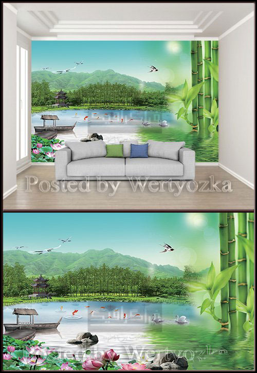 دانلود پوستر دیواری 3 بعدی طبیعت با درخت بامبو