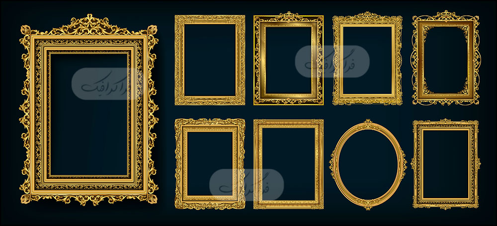 دانلود وکتور قاب های طلایی تزئینی - شماره 3