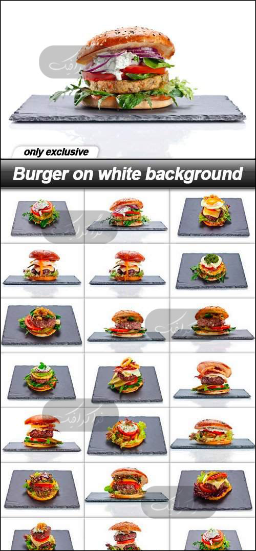 دانلود تصاویر استوک ساندویچ همبرگر - پس زمینه سفید