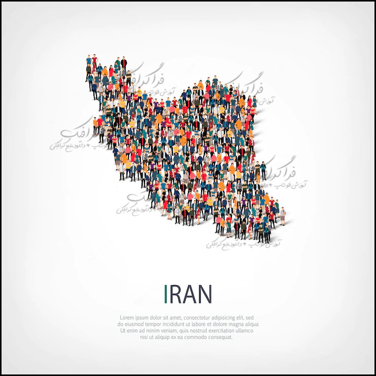 دانلود وکتور مردم روی نقشه ایران