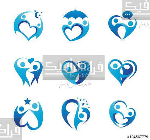 دانلود لوگو های آدم و قلب آبی - وکتور لایه باز -  