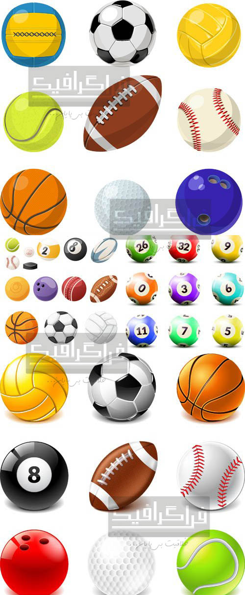 دانلود وکتور توپ های ورزشی مختلف -  