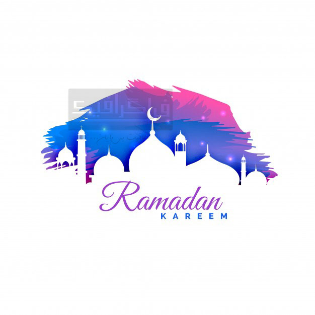 دانلود وکتور پس زمینه رنگارنگ ماه رمضان -  