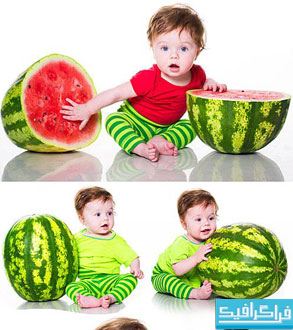 دانلود تصاویر استوک کودک با هندوانه