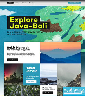 قالب PSD سایت تک صفحه ای Explore Java-Bali