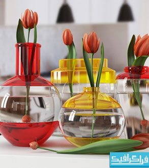 دانلود مدل سه بعدی گلدان گل لاله
