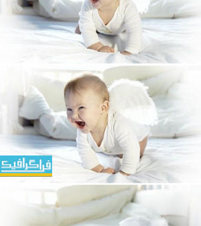 دانلود ویدیو فوتیج کودک با بال فرشته روی تختخواب