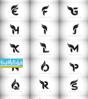 دانلود لوگو های حروف انگلیسی - طرح بال پرنده