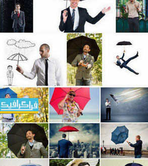 دانلود تصاویر استوک خلاقانه مرد با چتر