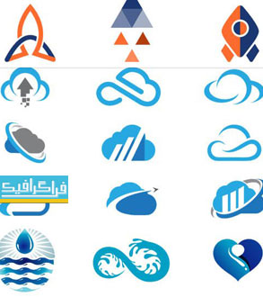 دانلود لوگو های خلاقانه آبی - لایه باز وکتور