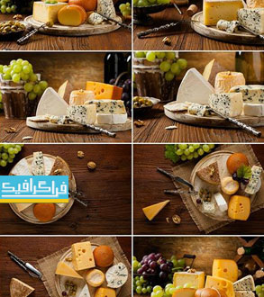 دانلود تصاویر استوک پنیر روی تخته چوبی