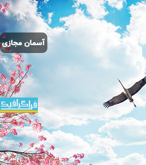 تصویر آسمان مجازی - طرح شکوفه - پرنده درنا