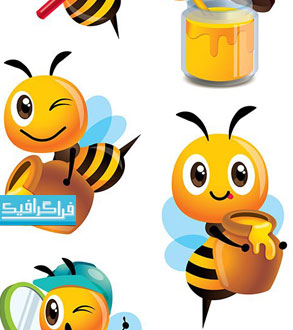 دانلود وکتور های کارتونی زنبور عسل - رایگان