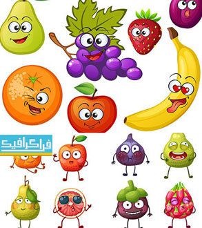 دانلود وکتور میوه های کارتونی و خوشحال