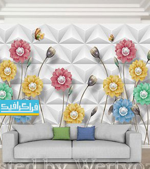 دانلود پوستر دیواری سه بعدی طرح گل های استریو