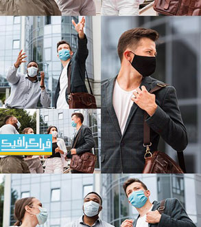 دانلود تصاویر استوک کارمندان با ماسک