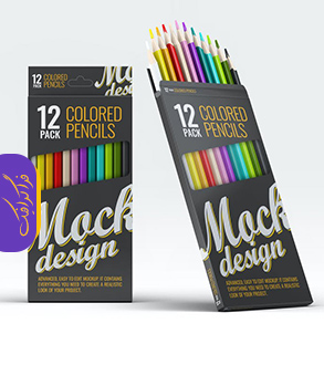 دانلود ماک آپ فتوشاپ جعبه مداد رنگی 12 تایی