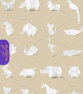 دانلود وکتور حیوانات اوریگامی - Origami Animals