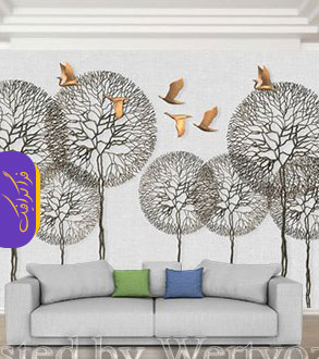 دانلود پوستر سه بعدی طرح شاخه و پرنده