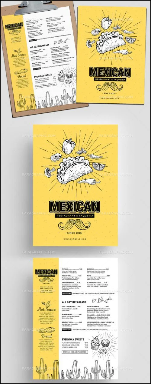 دانلود فایل لایه باز فتوشاپ منوی غذا مکزیکی - طرح 5