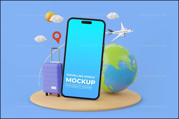 دانلود موکاپ فتوشاپ موبایل - طرح آژانس گردشگری