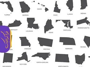 دانلود وکتور نقشه ایالت های کشور آمریکا 1